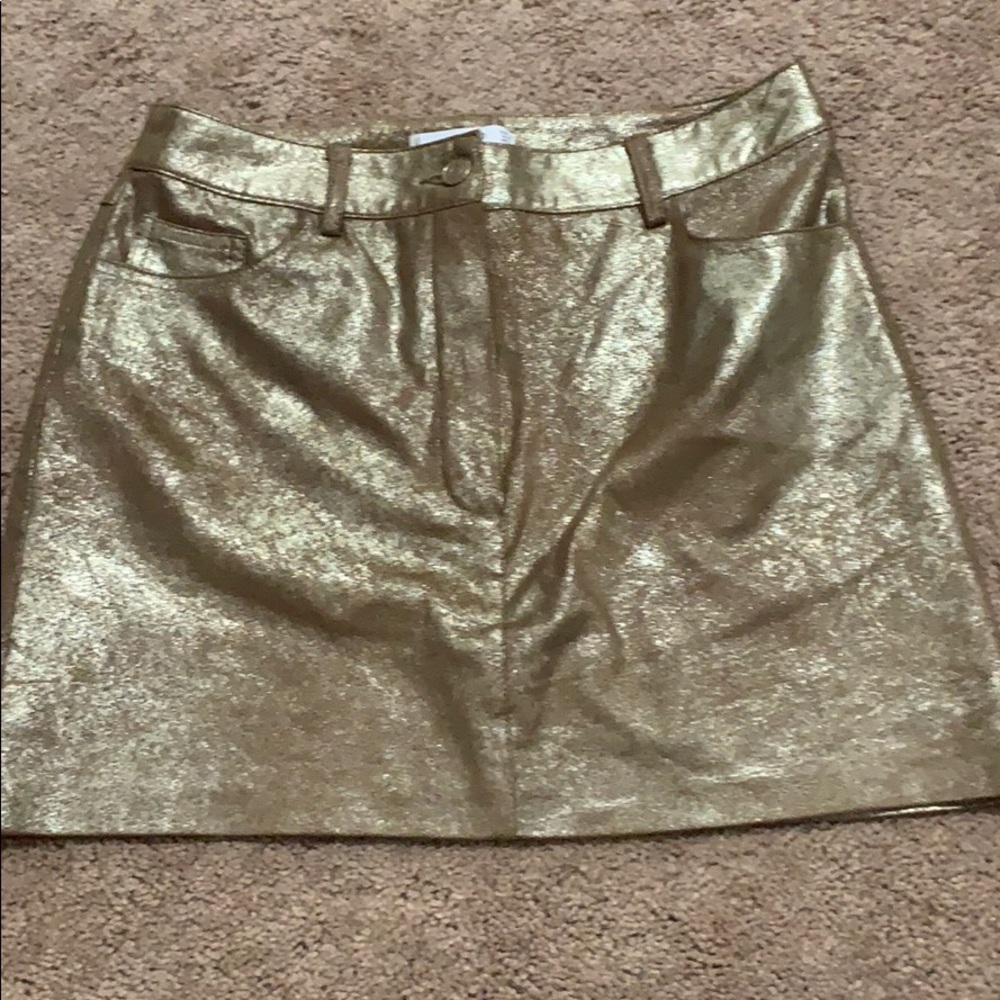 Mango Gold Metallic Mini Skirt